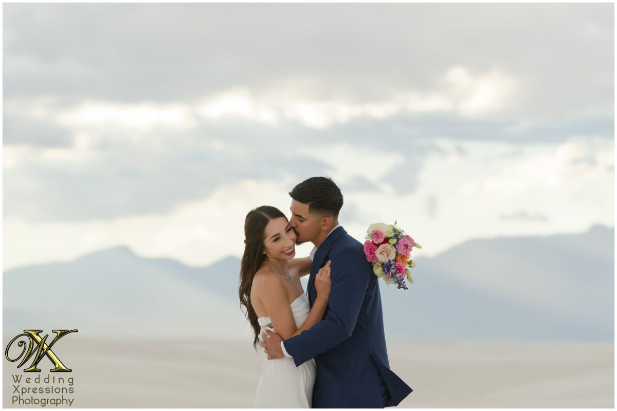 Artistic portrait of the couple with motion blur at White Sands.