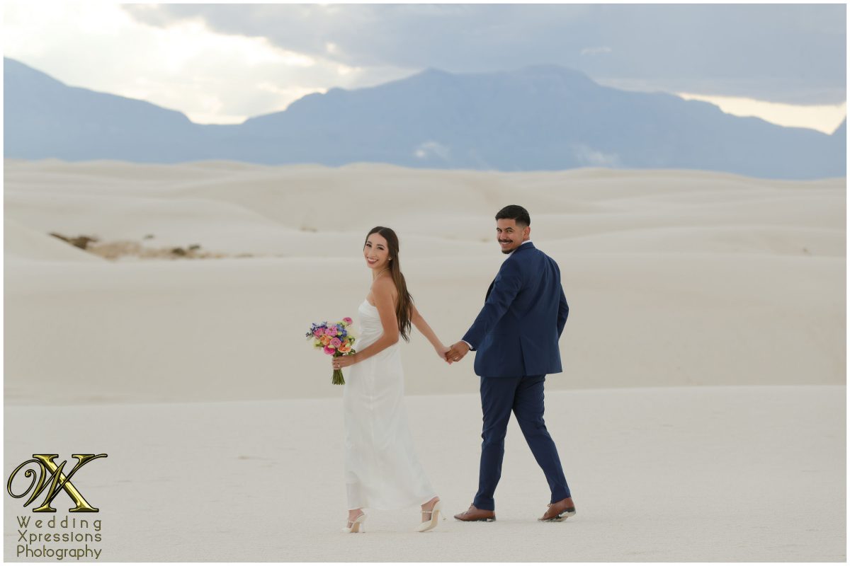 Intimate embrace at dusk at White Sands National Park.