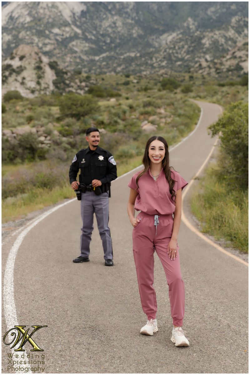 Alan and Illiana walking along the mountain road at Aguirre Springs.