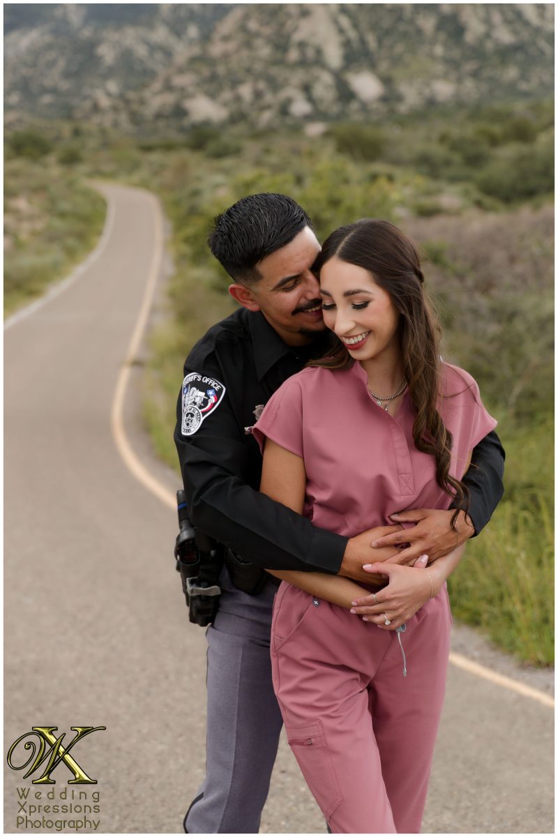 Alan and Illiana leaning against each other at Aguirre Springs.
