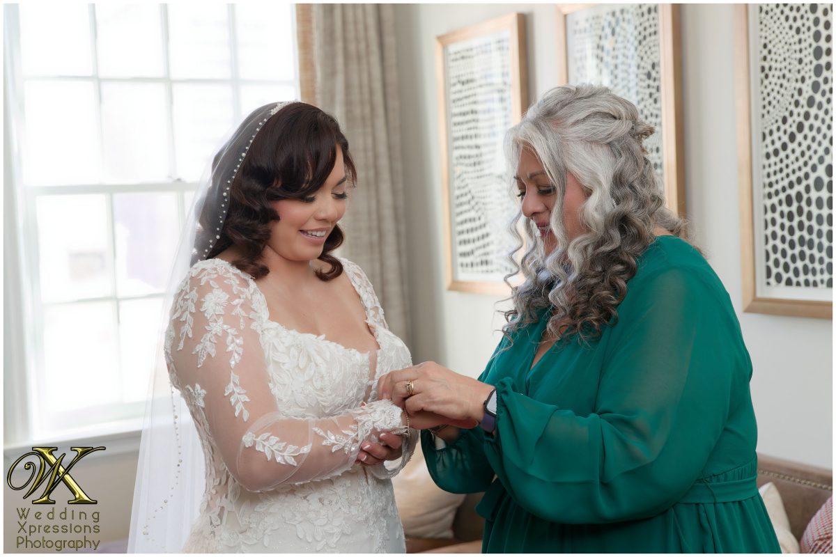 Tender moment between Melissa and her mother during the bridal prep session.