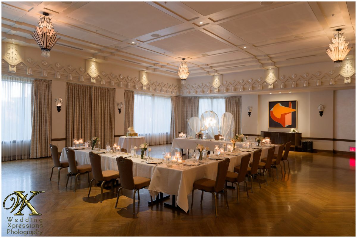 Intimate reception room setup at The Plaza Hotel, ready for a family celebration.