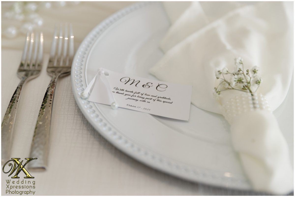 Sophisticated table setting with personalized menus at The Plaza Hotel.